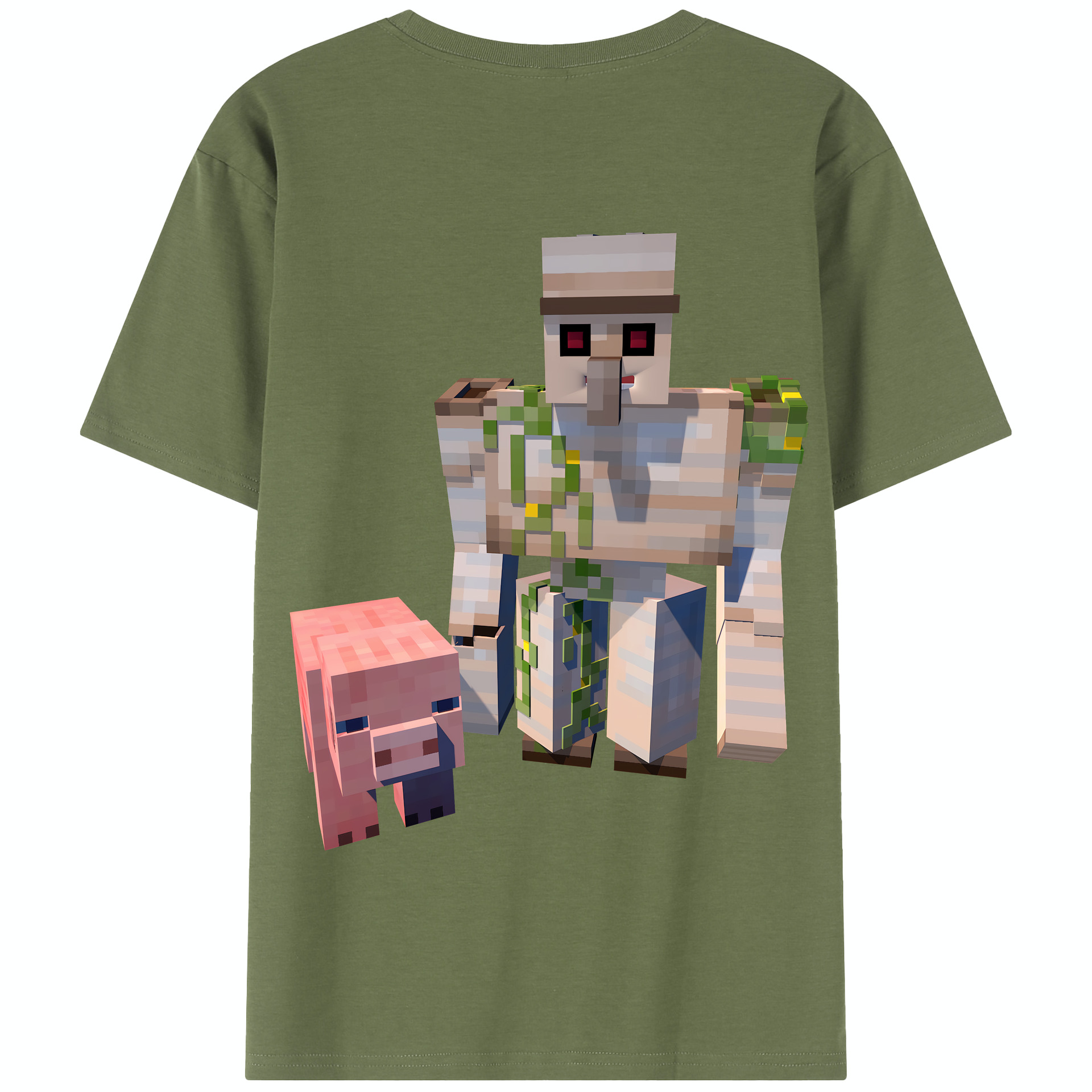 （画像用） マインクラフト ブロックの世界 Minecraft MC Block world 綿100％半袖Tシャツ（背面プリント）